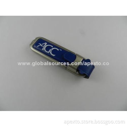 Blue Leather USB Flash Drive with Anti-shock and Moisture Resistance,Supports Plug-and-play Function